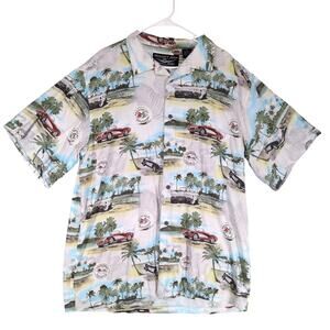 Newport Blue Men's 2XL‎ Chevrolet Corvette Tropical Hawaiian Button Up Shirt
